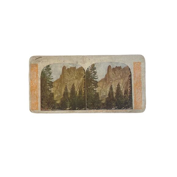 Atq Stereoscope Photo Card Colored Lithograph World Series No 112 Yosemite Cal - Picture 2 of 12